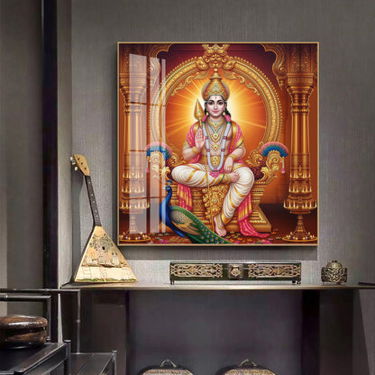 Lord Murugan and His Blessings Premium Acrylic Square Wall Art