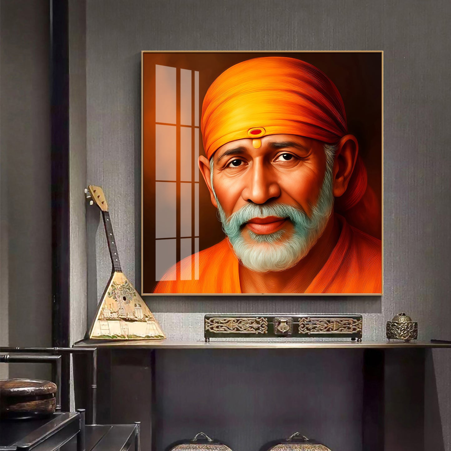Shridi Sai Baba Premium Acrylic Square Wall Art