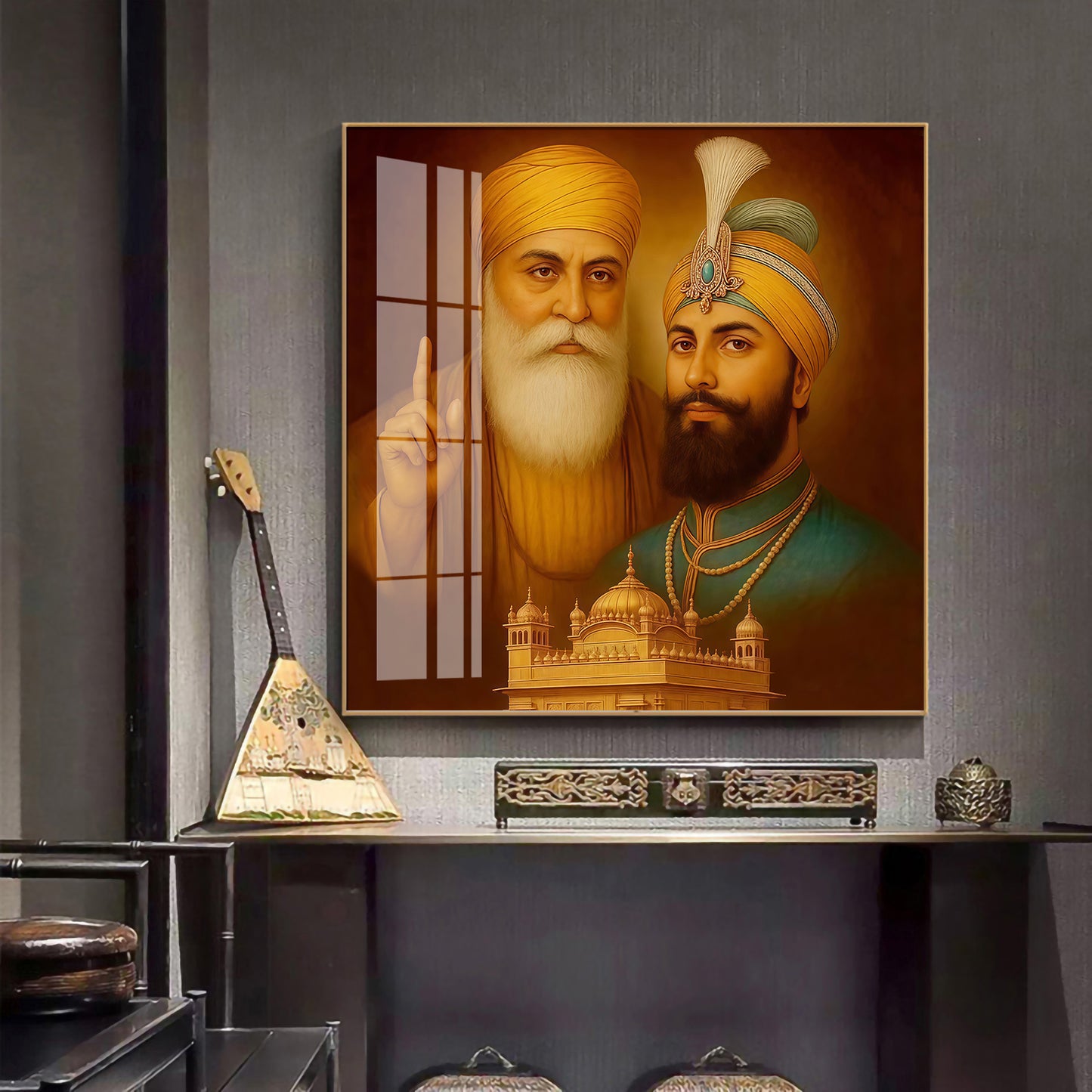 Waheguru ji Guru Nanak Dev ji Premium Acrylic Square Wall Art