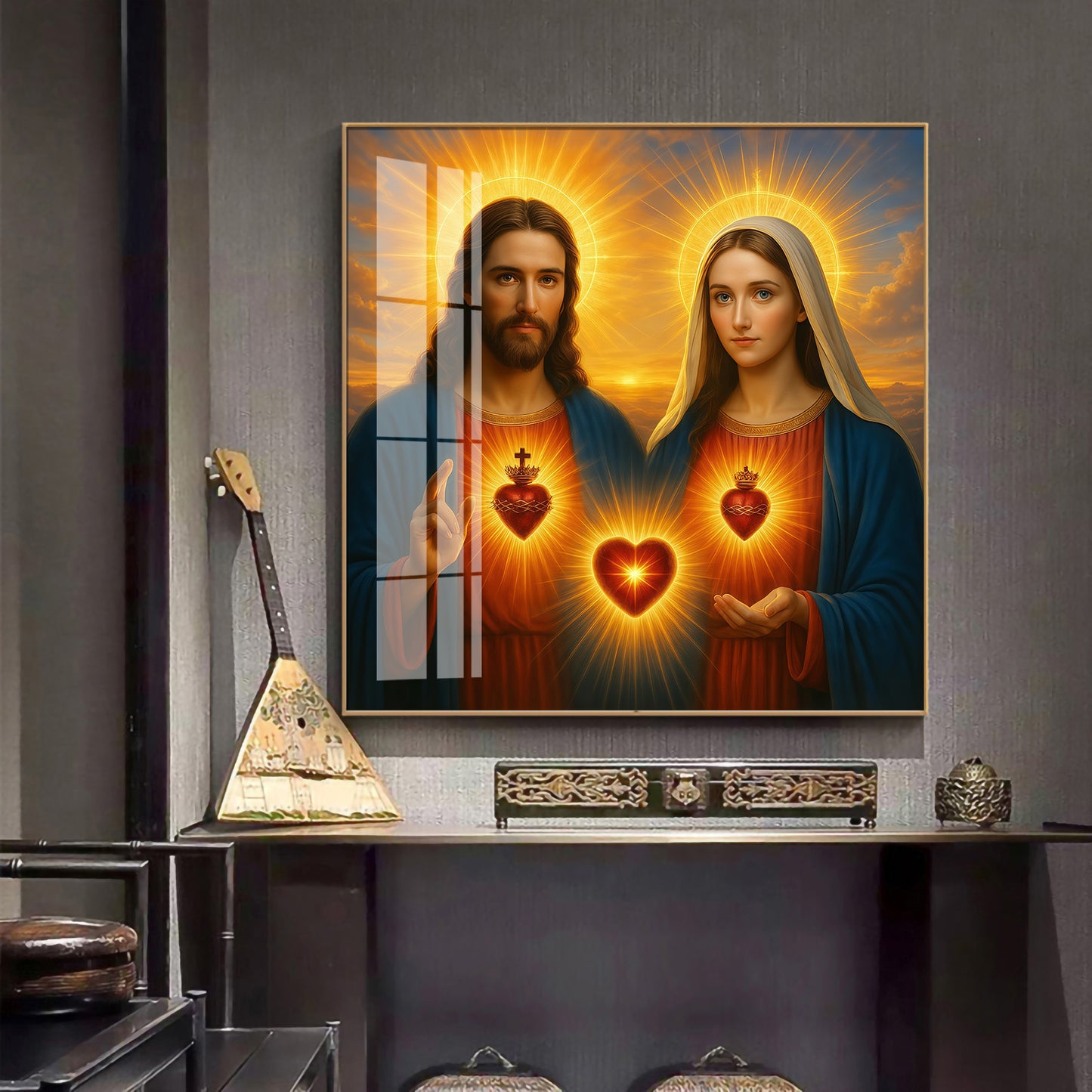 Most Sacred Heart of Jesus Premium Acrylic Square Wall Art