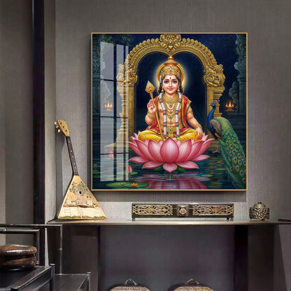 Divine Goddess Laxmi Maa Premium Acrylic Square Wall Art