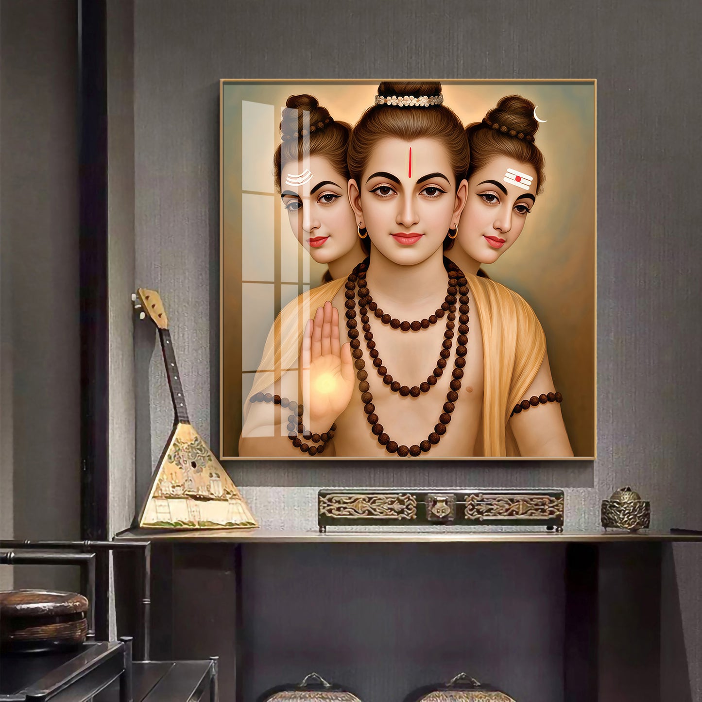 God Dattatreya Ji Maharaj Premium Acrylic Square Wall Art