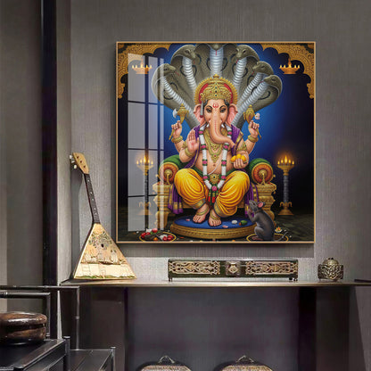 Jai Ganesha Ji Premium Acrylic Square Wall Art