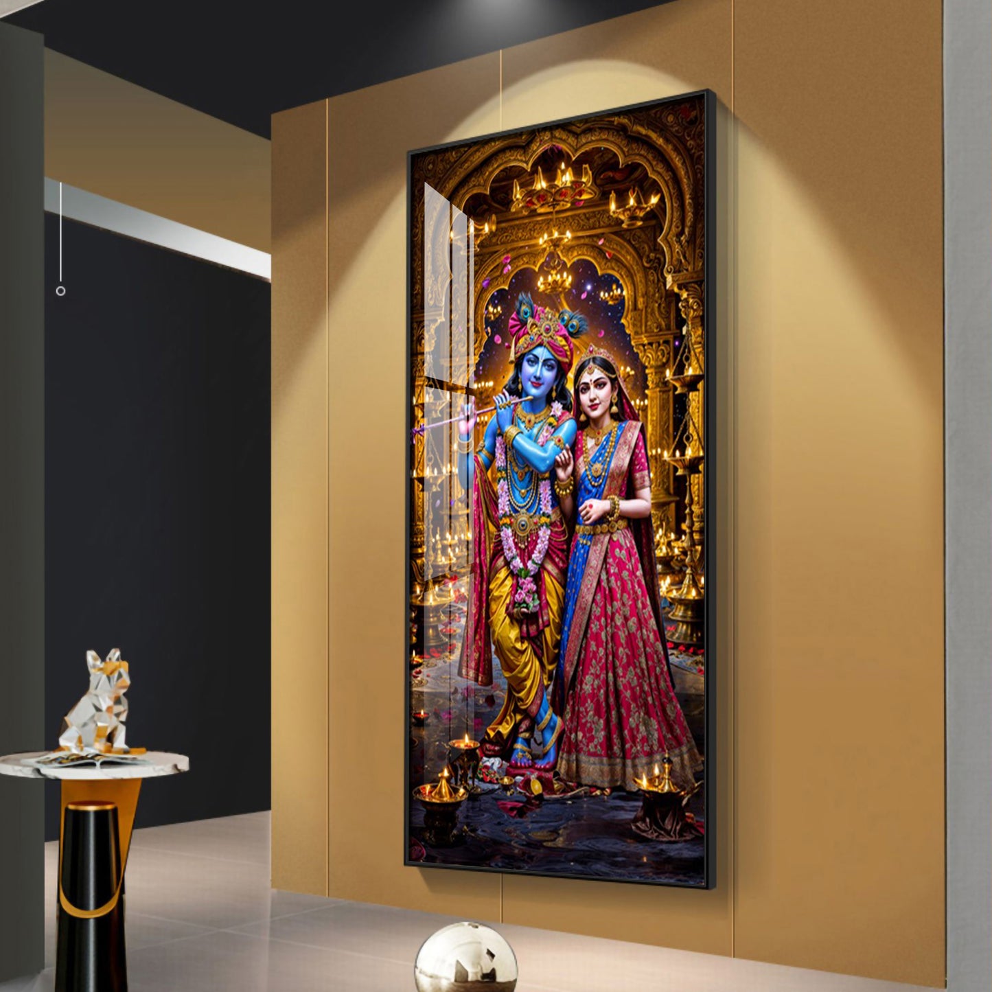 Krishna's Feast of Love Premium Acrylic Vertical Wall Art