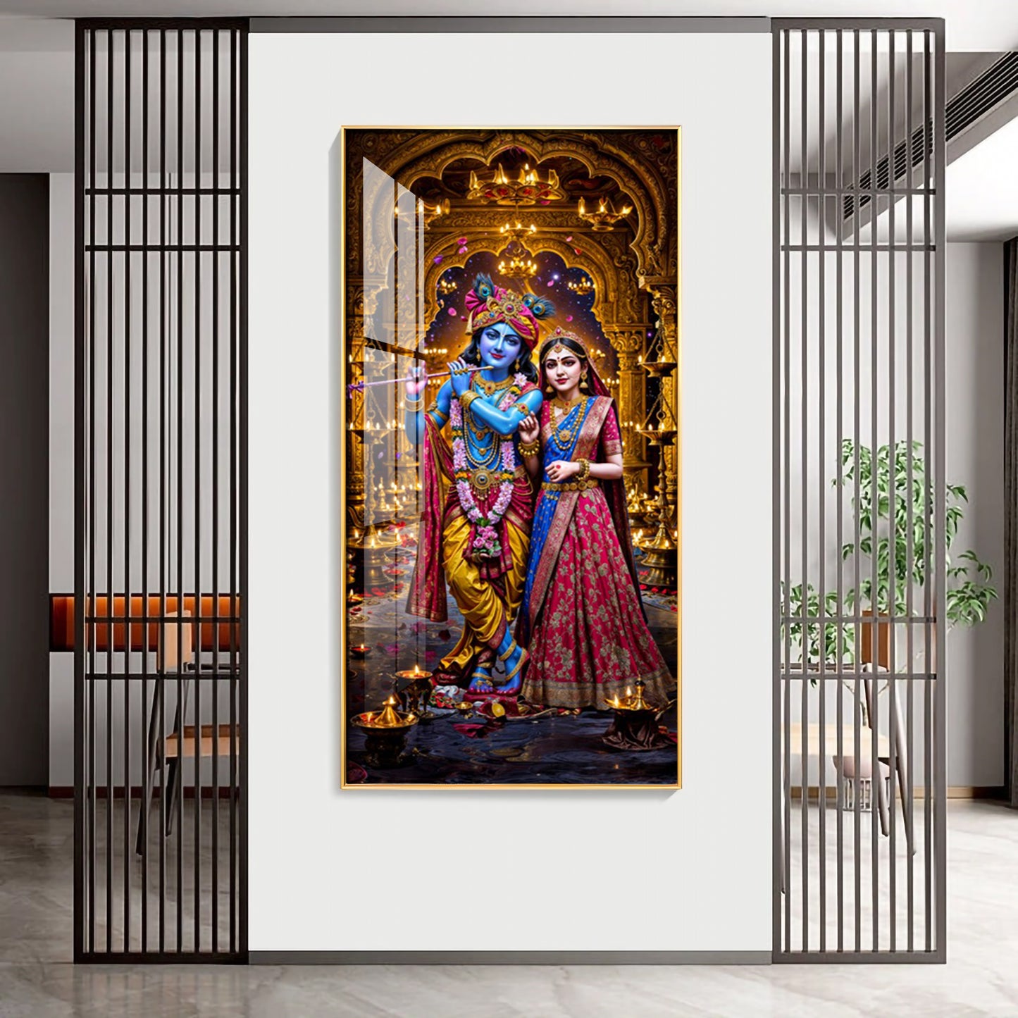 Krishna's Feast of Love Premium Acrylic Vertical Wall Art