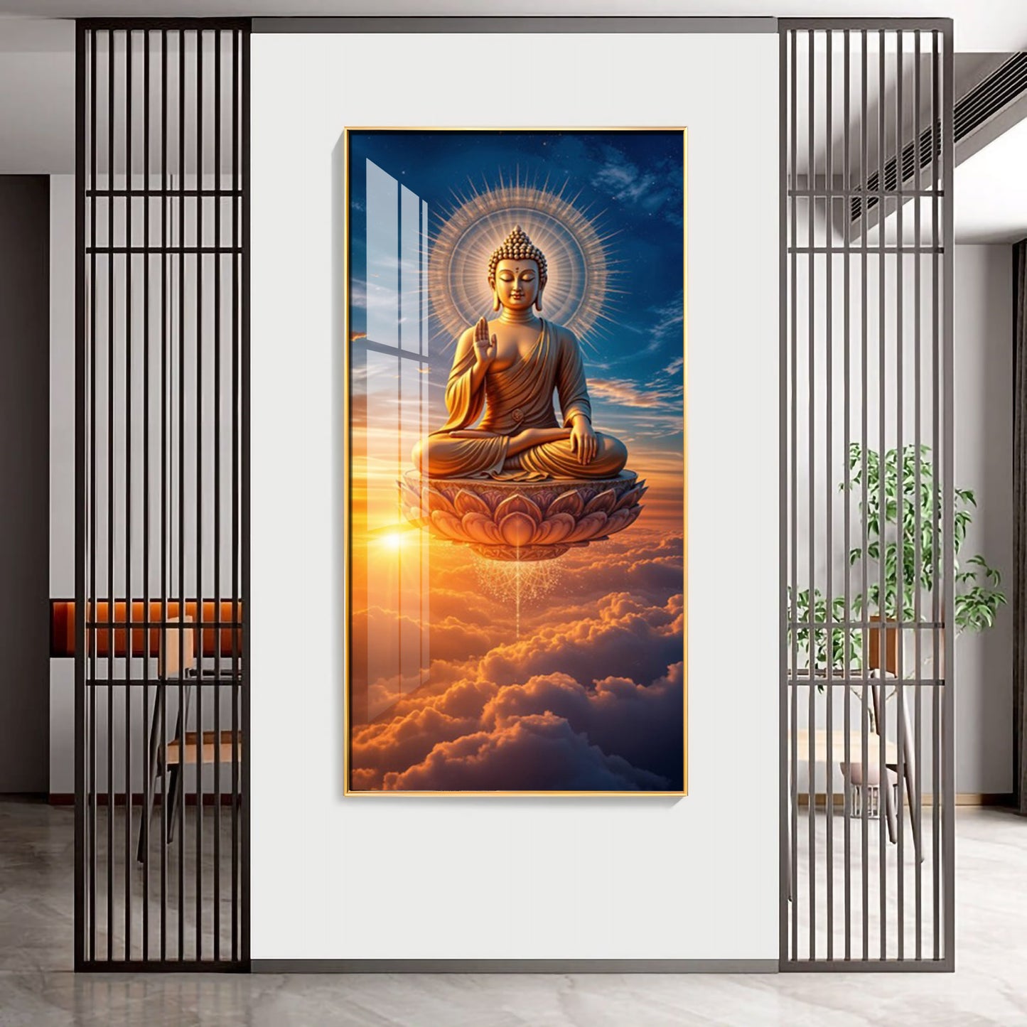 Buddha In The Clouds Premium Acrylic Vertical Wall Art