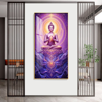 Buddha In Purple Harmony Premium Acrylic Vertical Wall Art