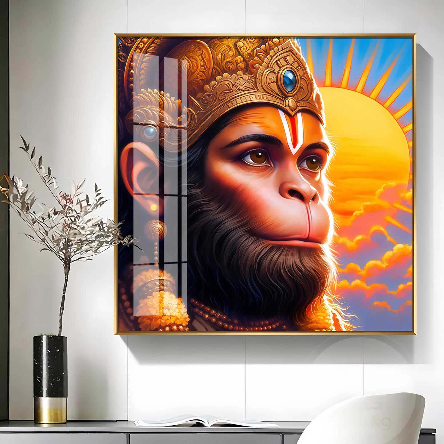 Jai Shri Bajarang Bali Premium Acrylic Square Wall Art
