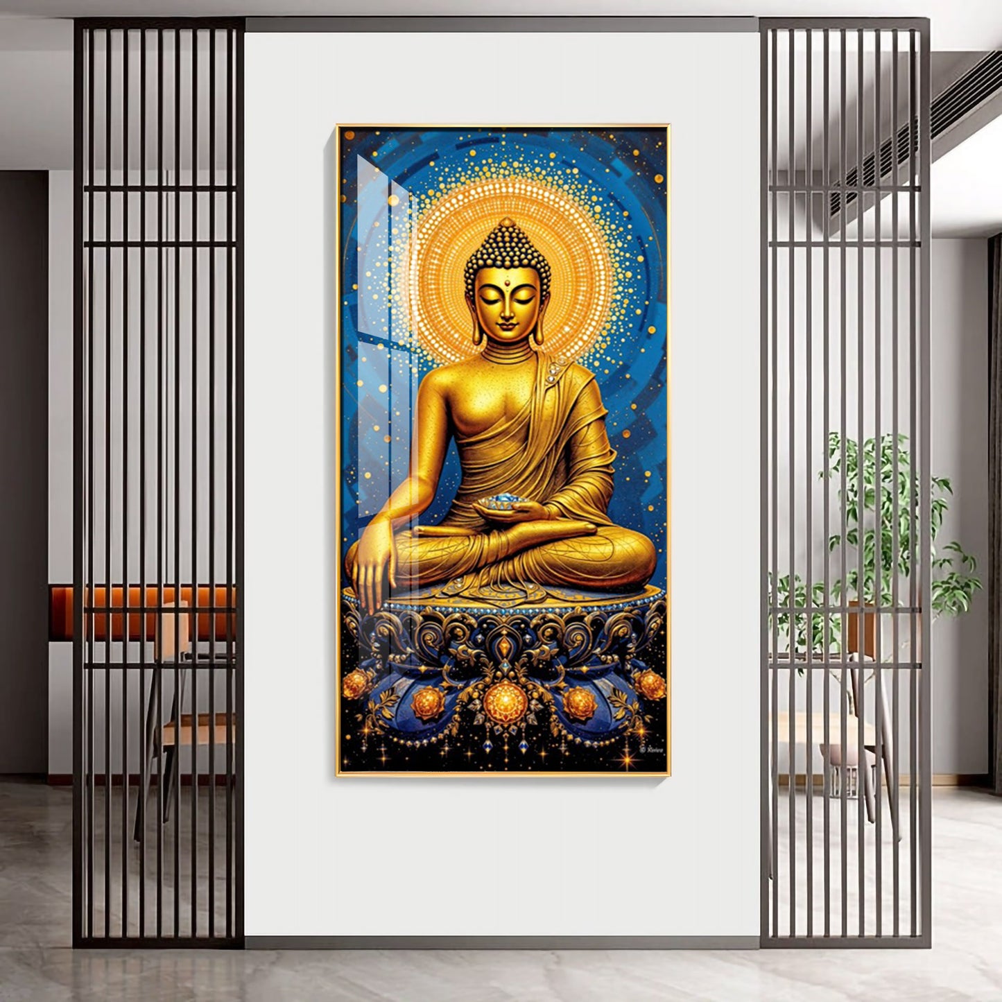 Calm Buddha Deliberation Premium Acrylic Vertical Wall Art