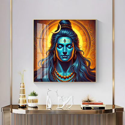 Shiv Bhole Baba Premium Acrylic Square Wall Art