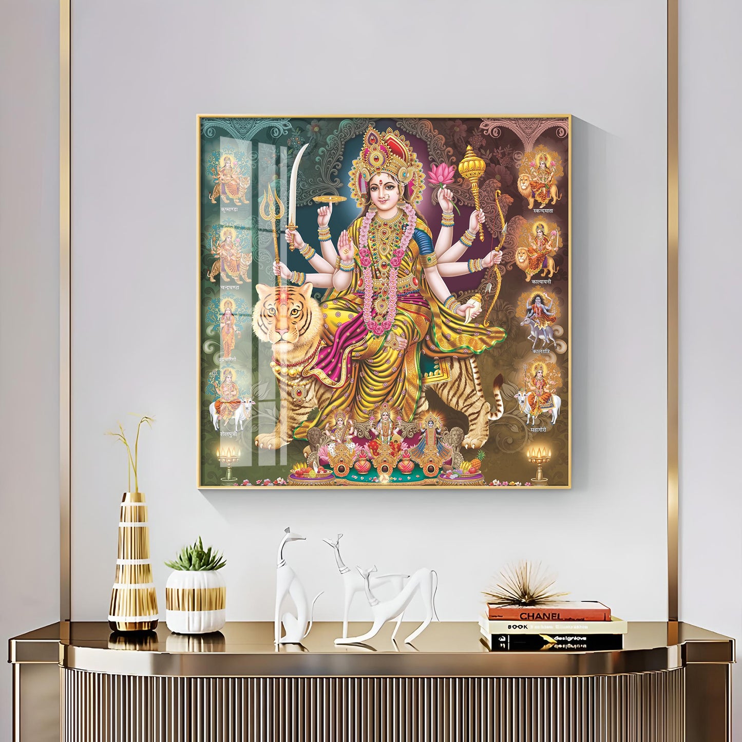 Goddess Durga Grace Premium Acrylic Square Wall Art