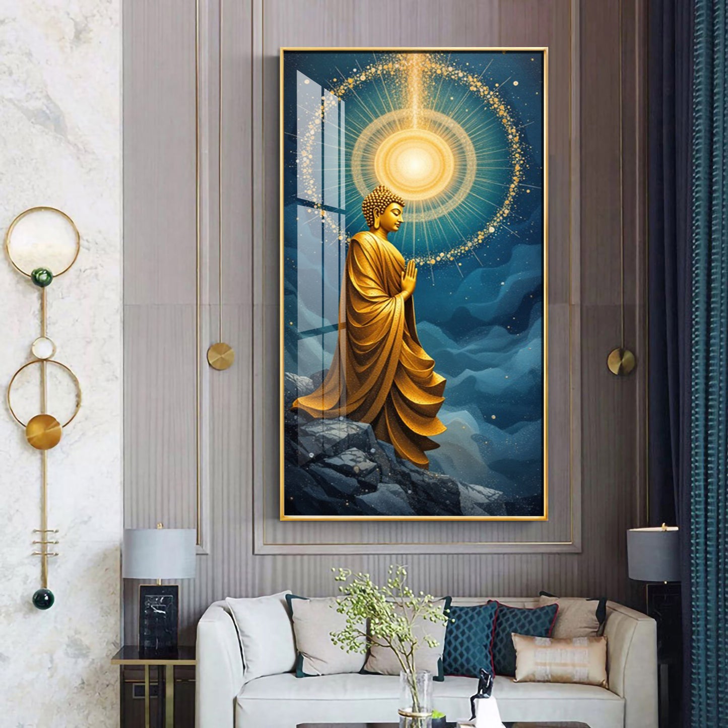 The Buddha's Haven Premium Acrylic Vertical Wall Art