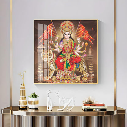 Divine Aura Of Maa Durga Premium Acrylic Square Wall Art