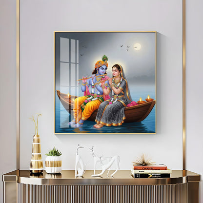 Loving Souls Of Radha Krishna Premium Acrylic Square Wall Art