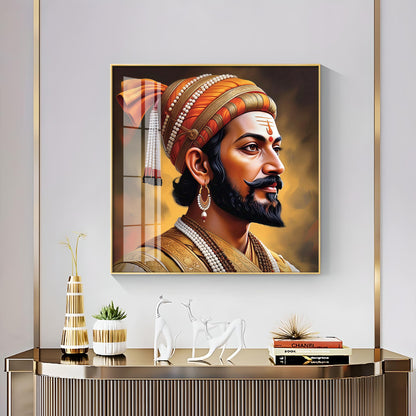 Divine Chhatrapati Shivaji Maharaj Ji Premium Acrylic Square Wall Art