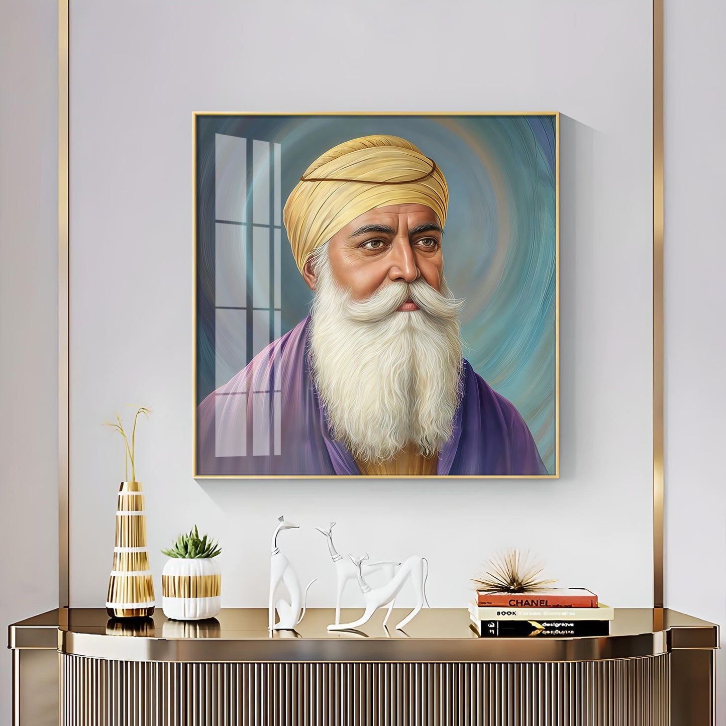 Guru Nanak Sahab Ji Premium Acrylic Square Wall Art