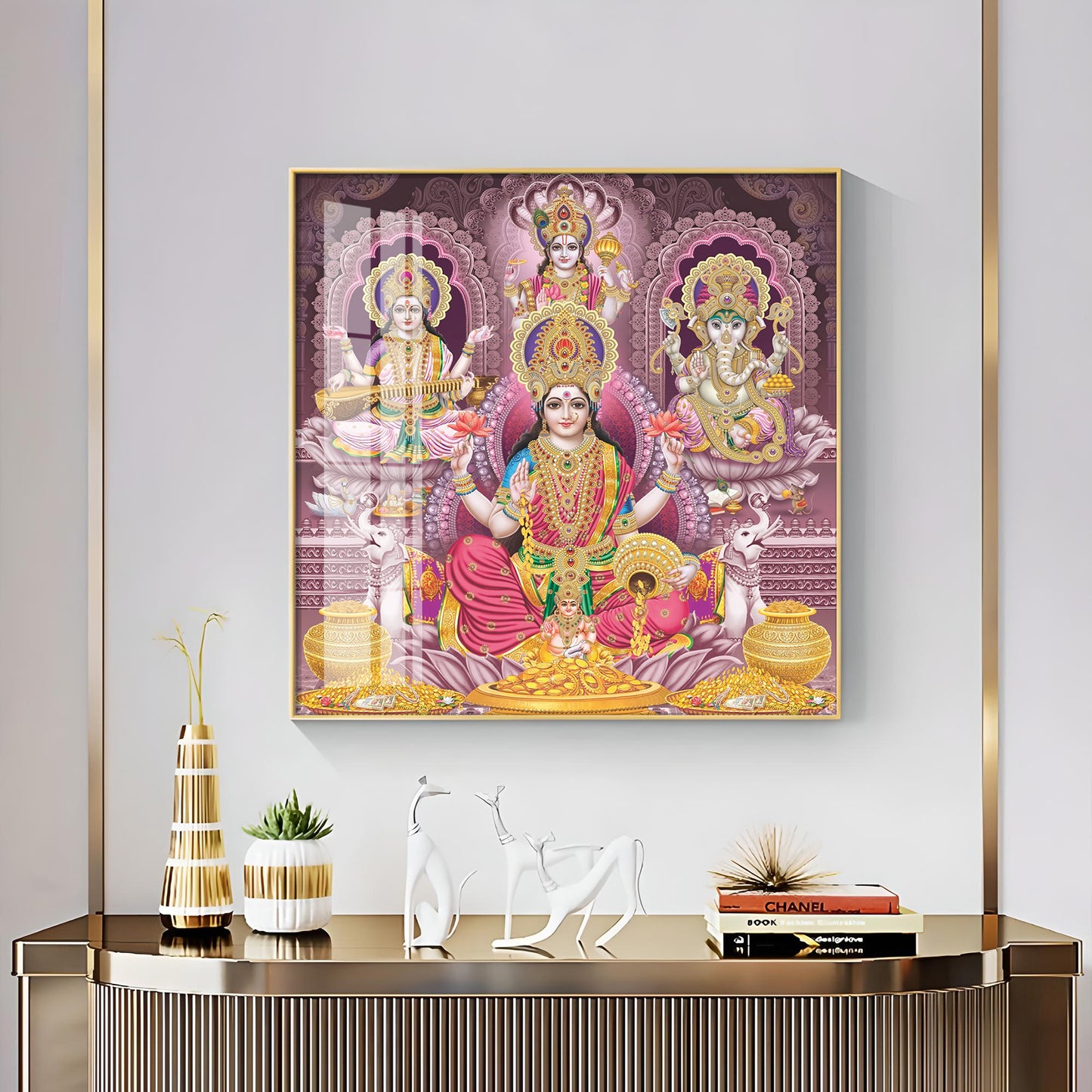 Celestial Harmony Of Deities Premium Acrylic Square Wall Art