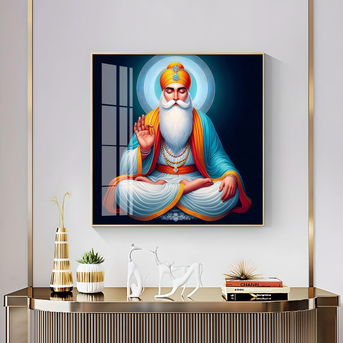 Divine Guru Nanak Dev Ji Premium Acrylic Square Wall Art