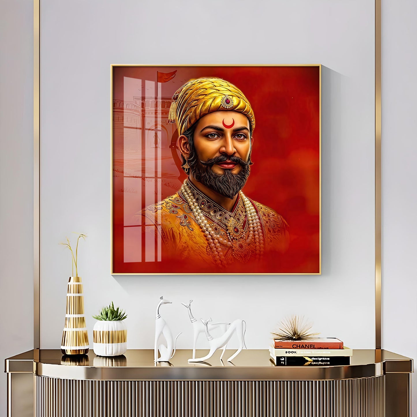 Shivaji Maharaj Ji Premium Acrylic Square Wall Art