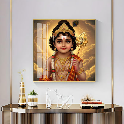 Bhagwan Murugan Blessing Premium Acrylic Square Wall Art