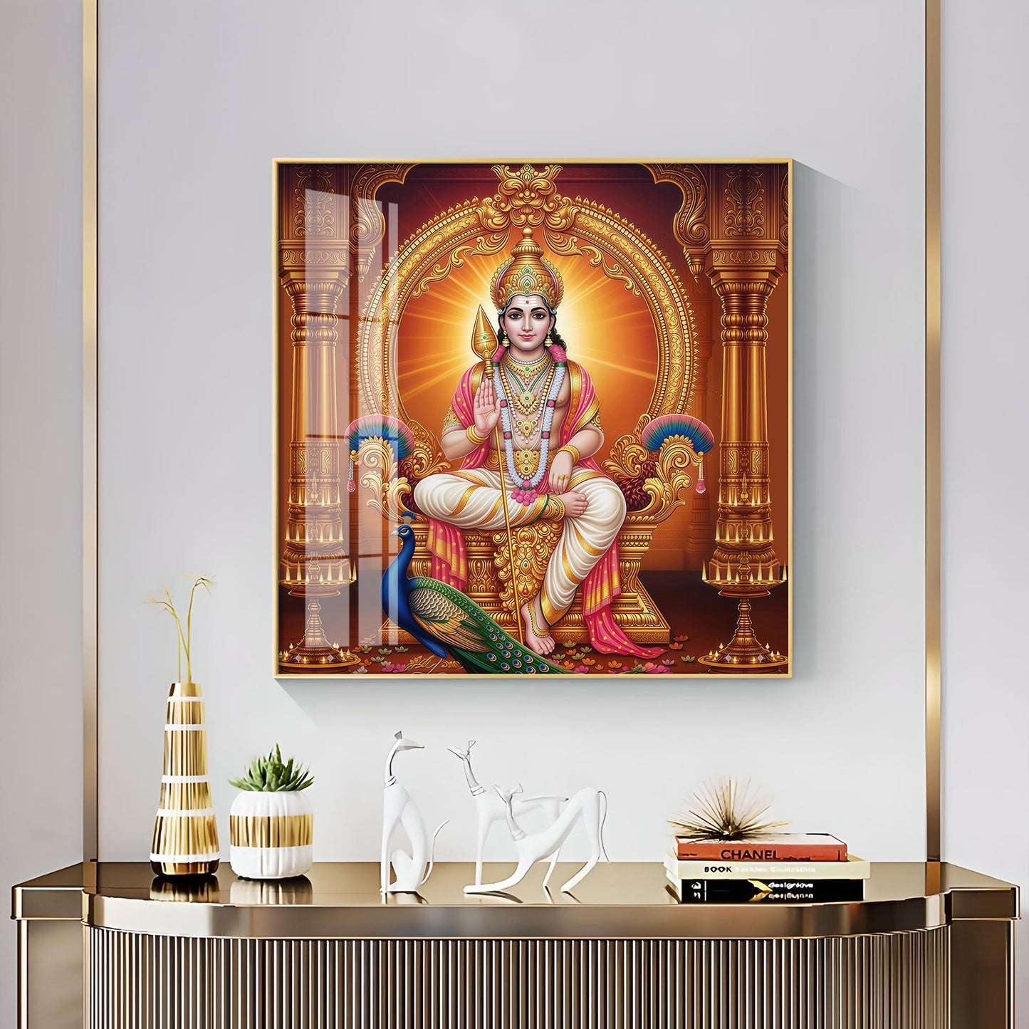 Lord Murugan and His Blessings Premium Acrylic Square Wall Art