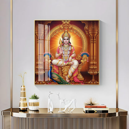 Lord Murugan and His Blessings Premium Acrylic Square Wall Art