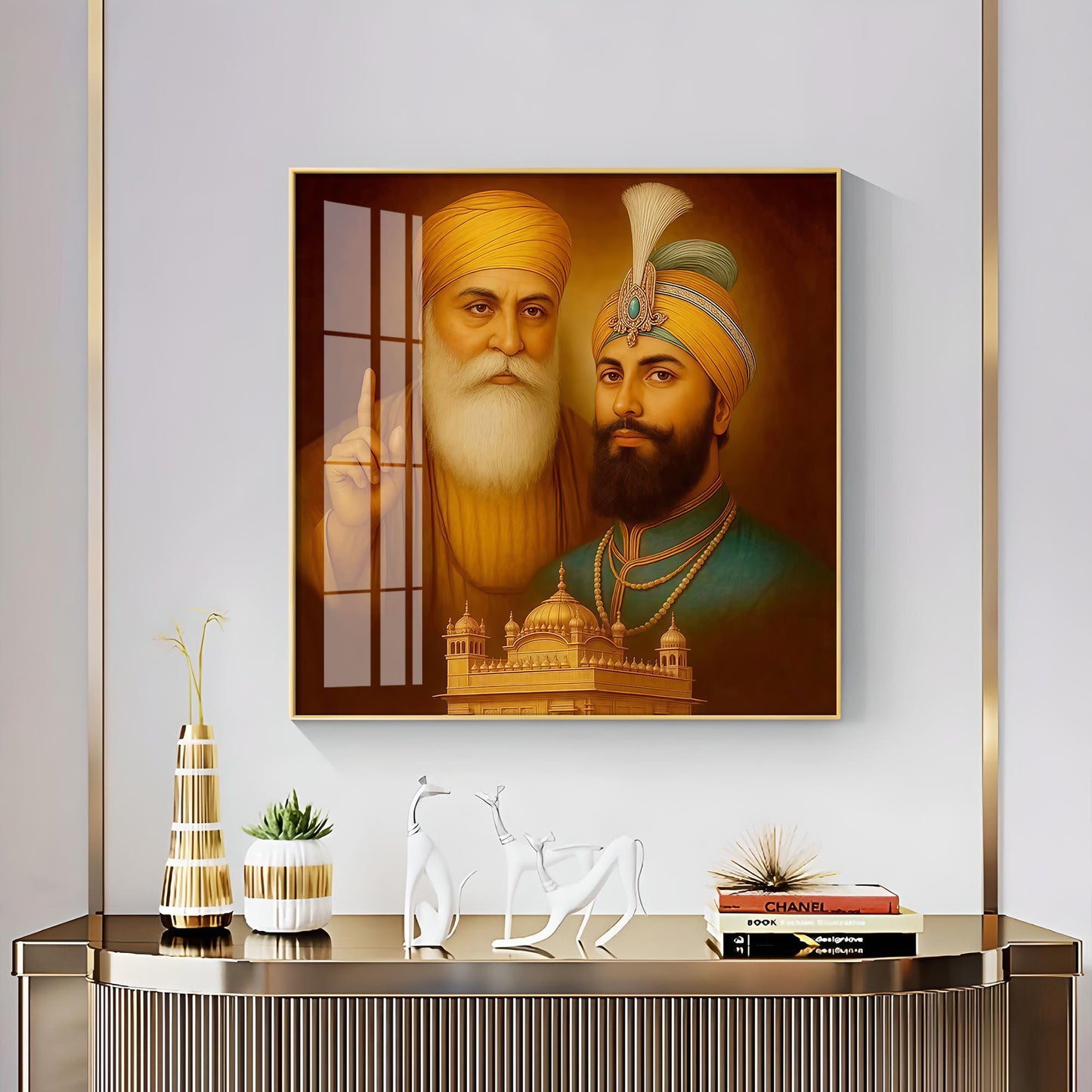 Waheguru ji Guru Nanak Dev ji Premium Acrylic Square Wall Art