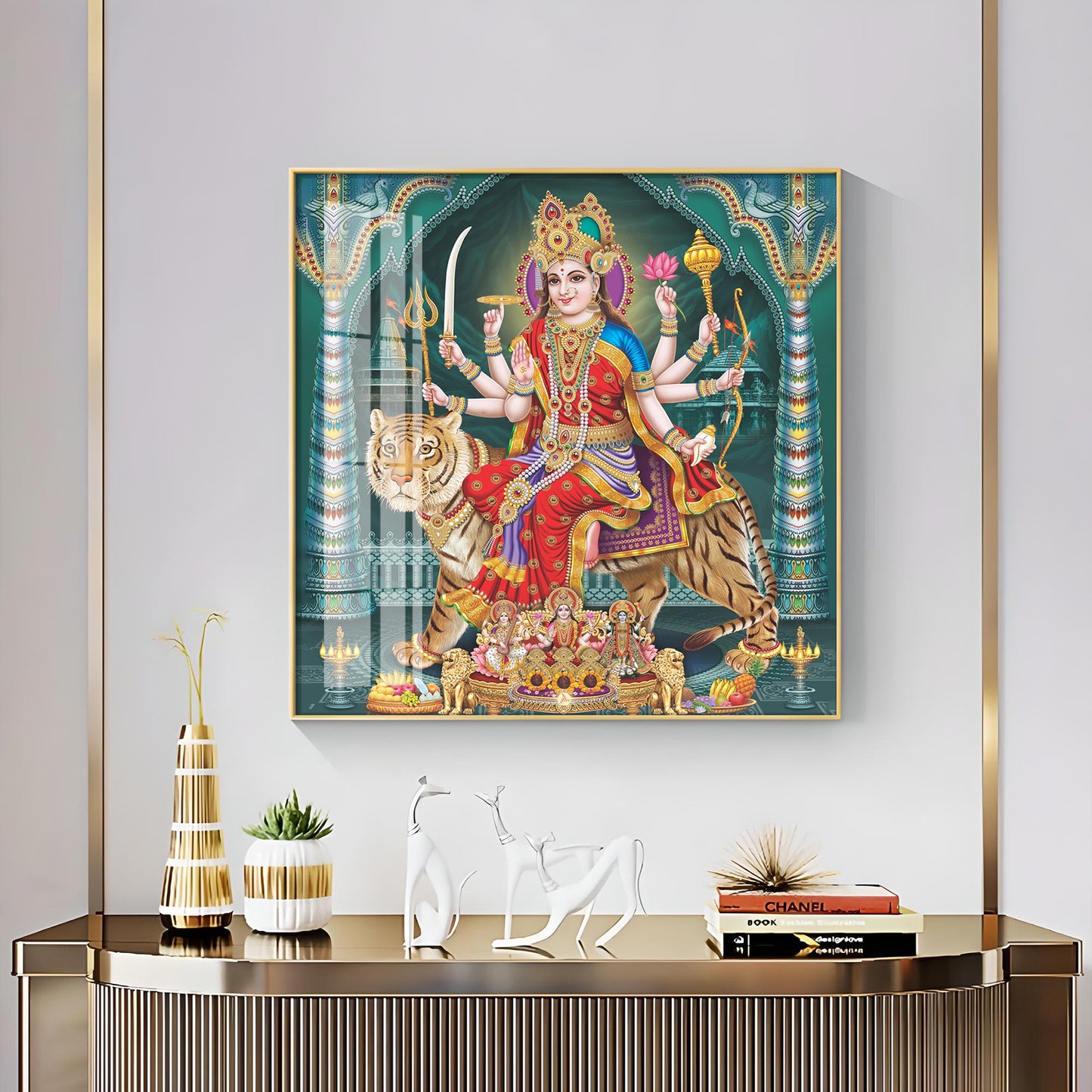 Goddess Durga Maa Radiance Premium Acrylic Square Wall Art