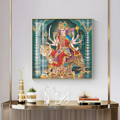 Goddess Durga Maa Radiance Premium Acrylic Square Wall Art