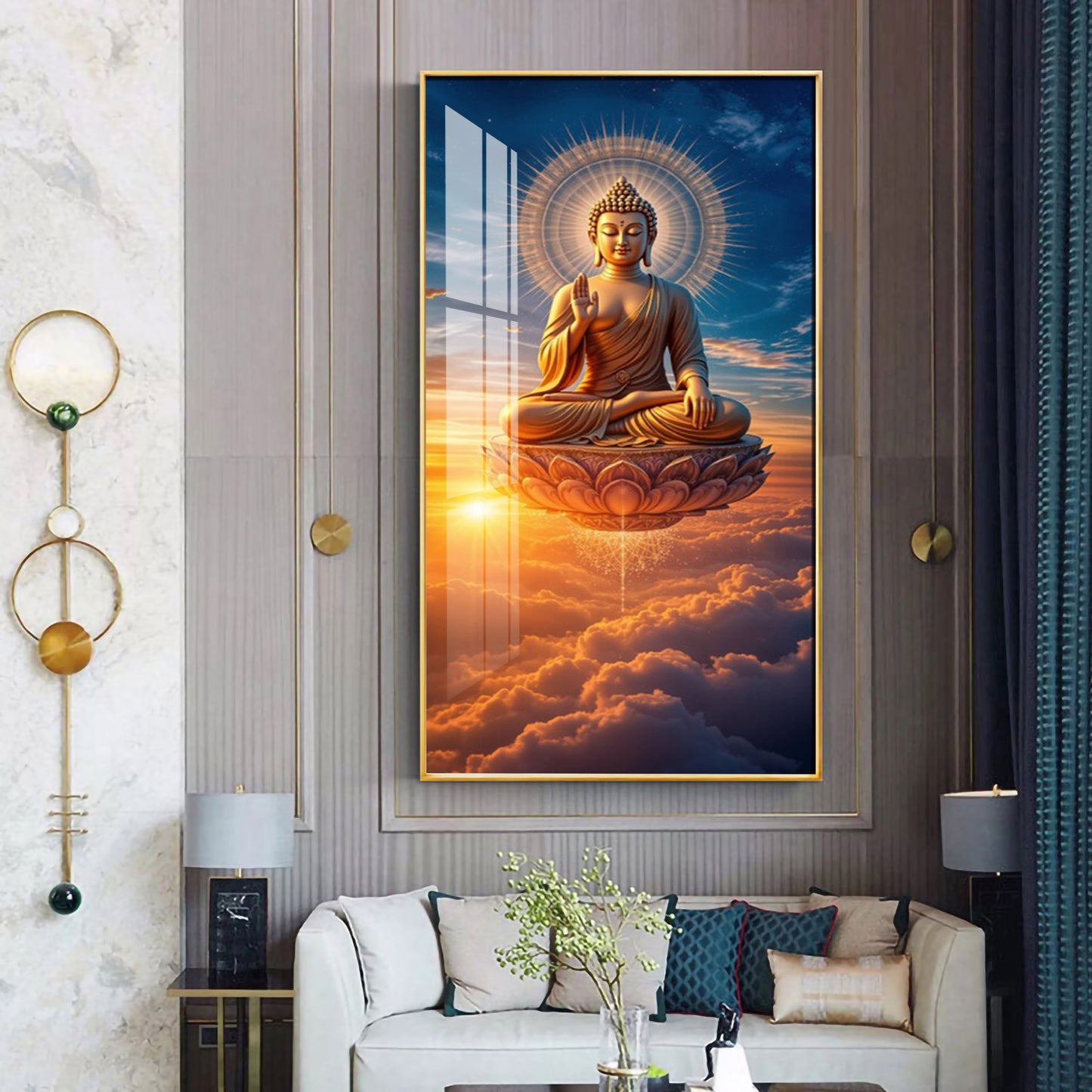 Buddha In The Clouds Premium Acrylic Vertical Wall Art