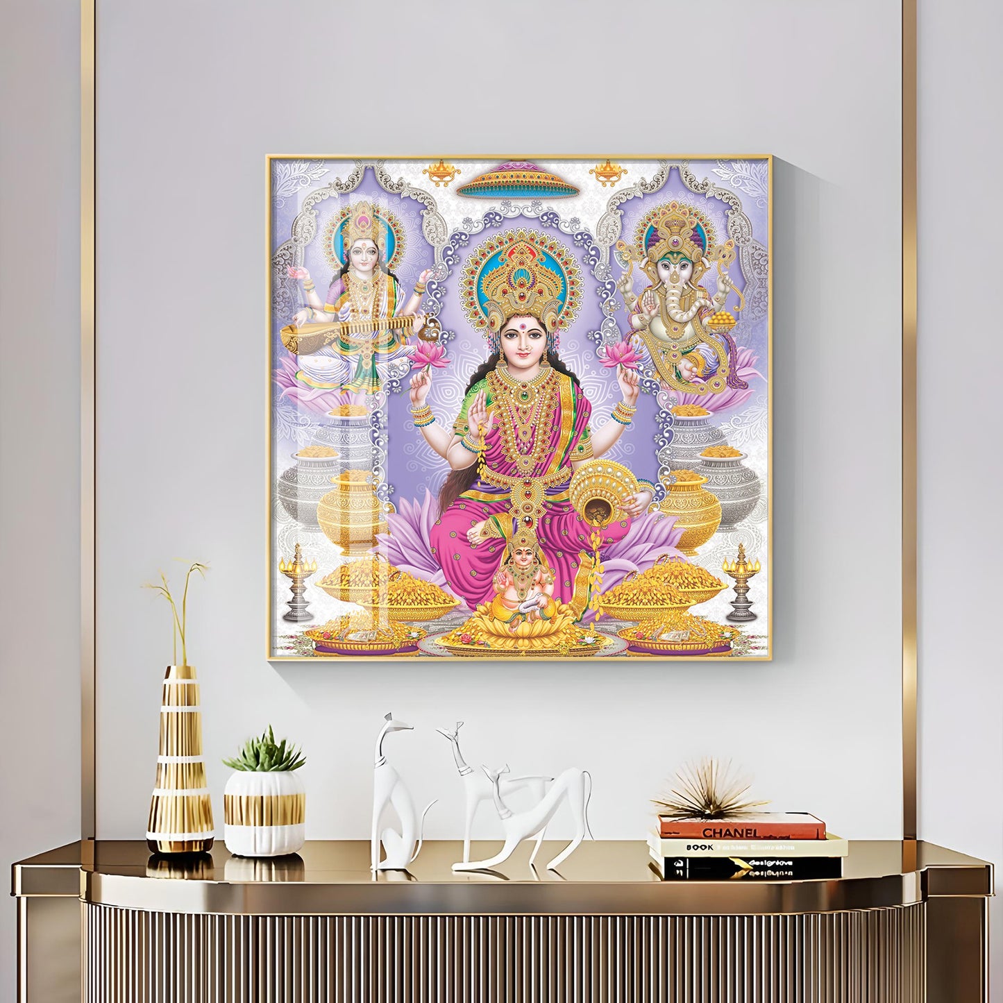 Maa Laxmi Deity Premium Acrylic Square Wall Art