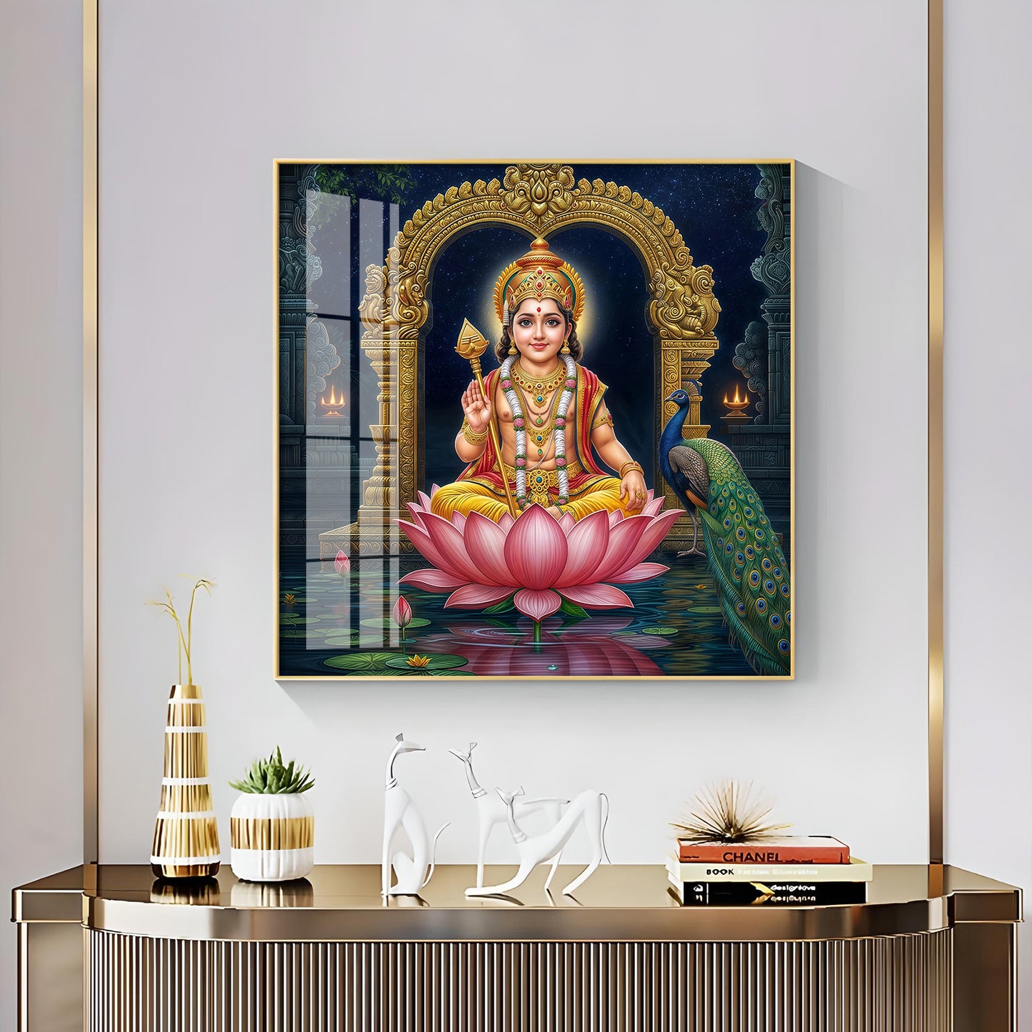 Divine Goddess Laxmi Maa Premium Acrylic Square Wall Art