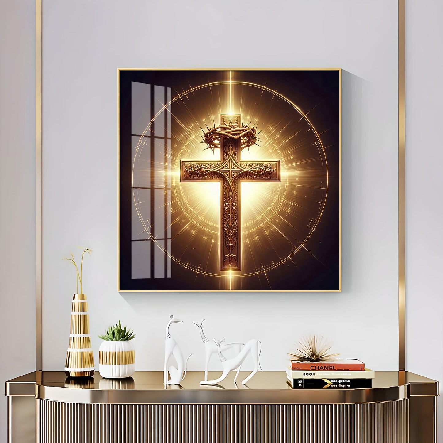 Cross Symbol In Premium Acrylic Square Wall Art