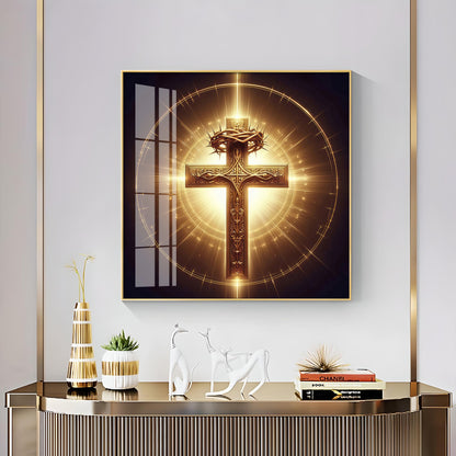 Cross Symbol In Premium Acrylic Square Wall Art