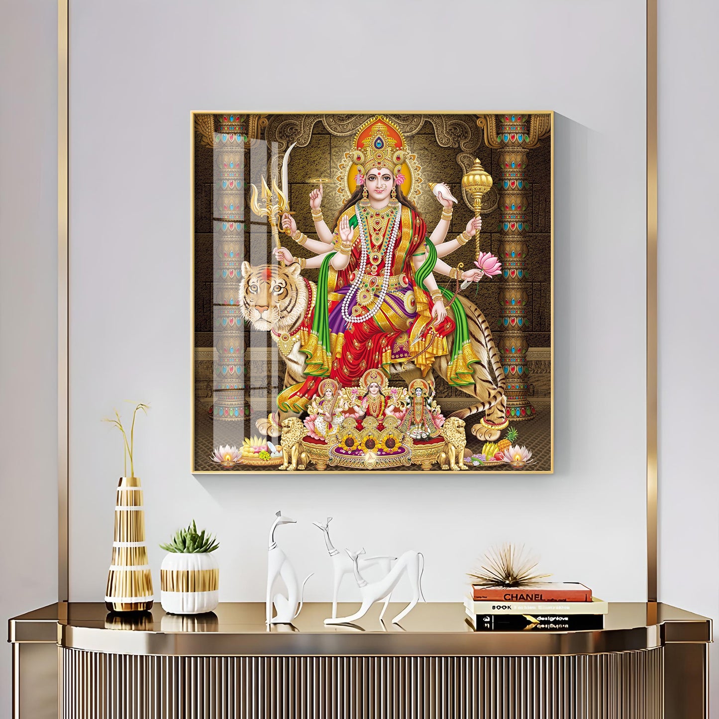Enchanted Devi Durga Premium Acrylic Square Wall Art