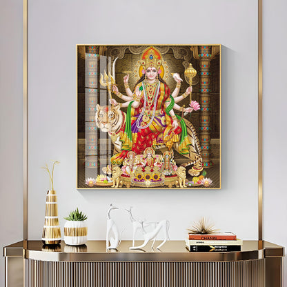 Enchanted Devi Durga Premium Acrylic Square Wall Art