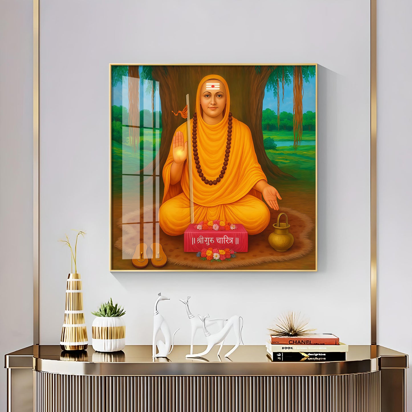 Shree Narasimha Saraswati Swami Premium Acrylic Square Wall Art