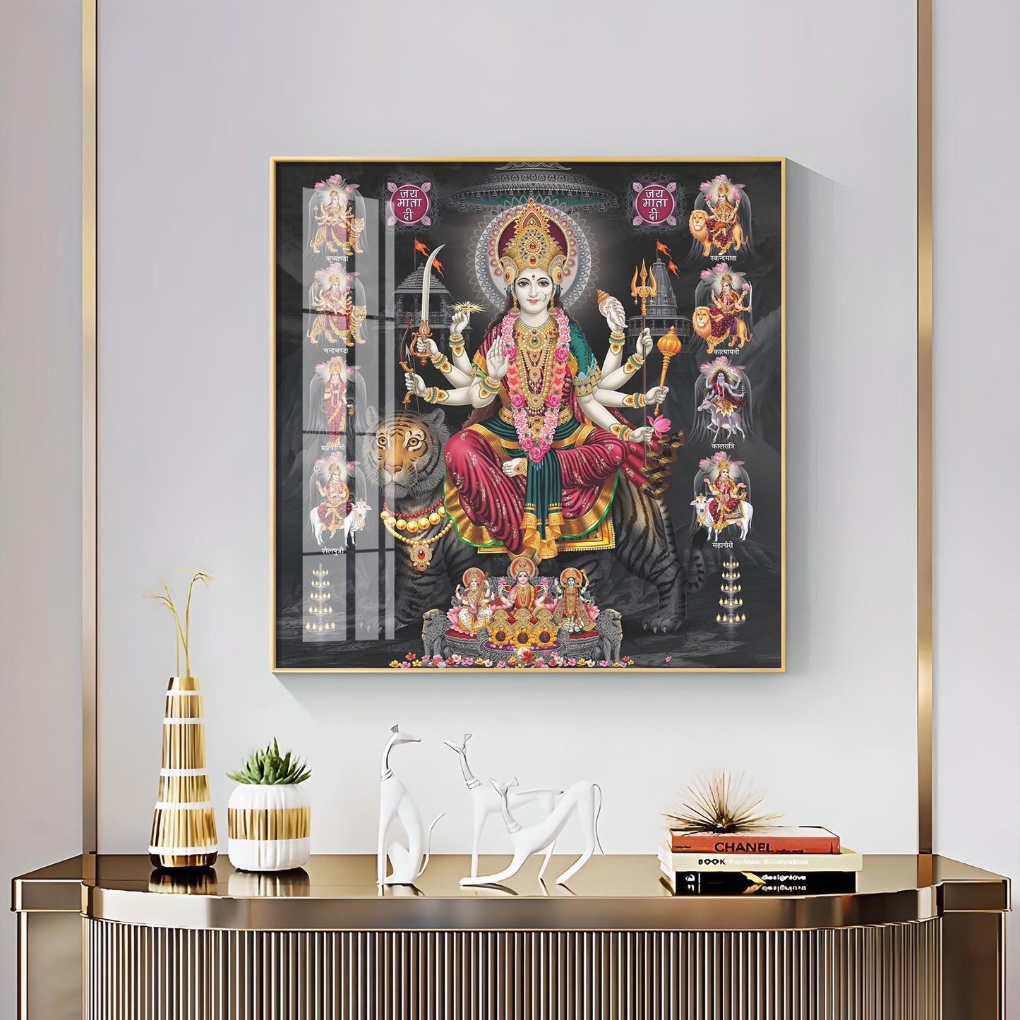 Goddess Durga Avatar Premium Acrylic Square Wall Art