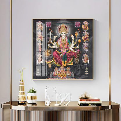 Goddess Durga Avatar Premium Acrylic Square Wall Art