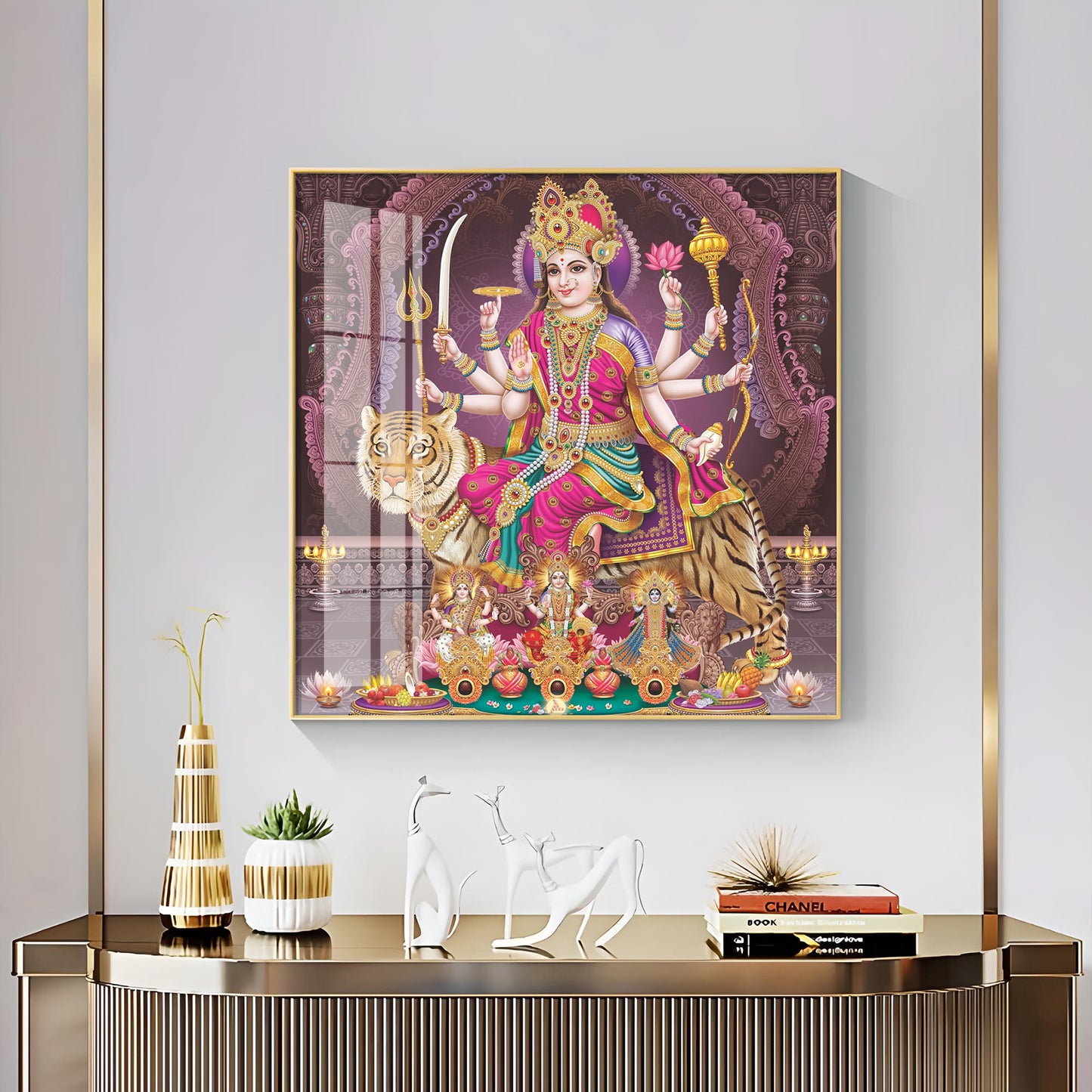 Maa Durga Premium Acrylic Square Wall Art
