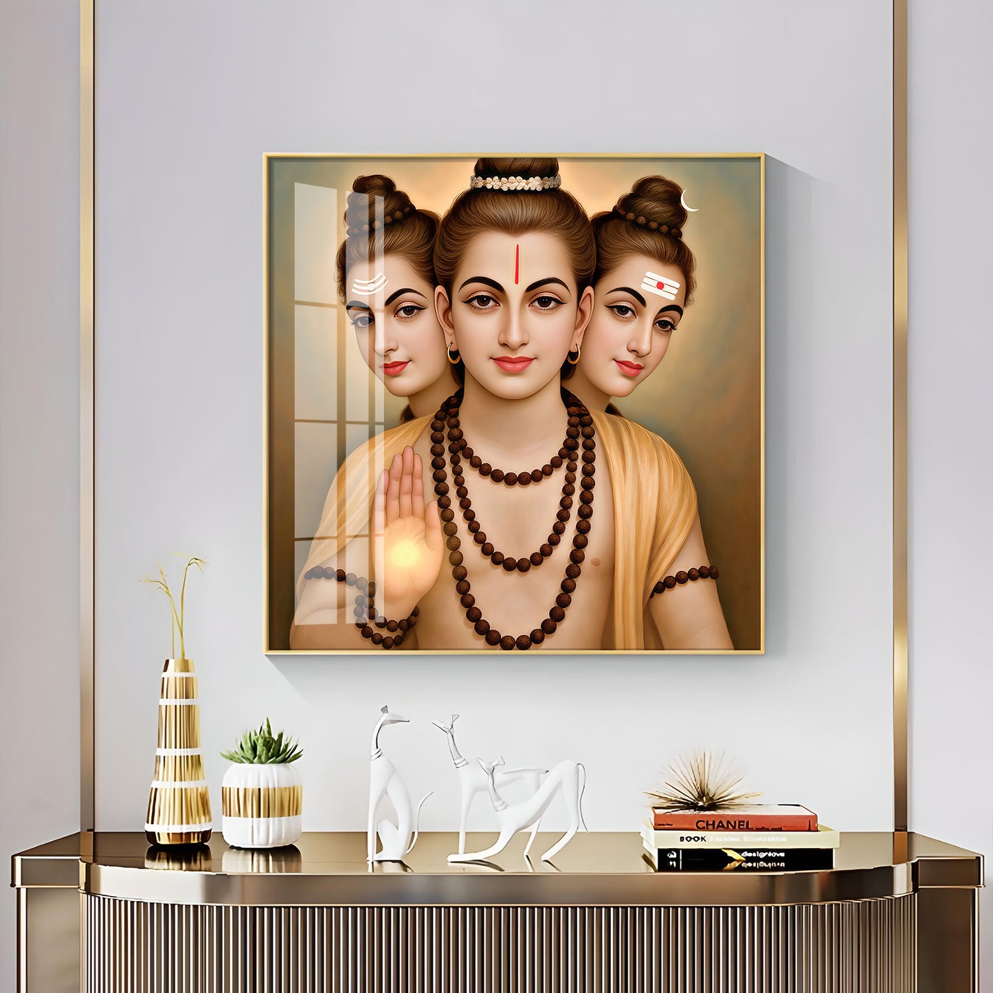 God Dattatreya Ji Maharaj Premium Acrylic Square Wall Art