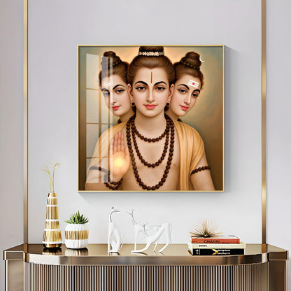 God Dattatreya Ji Maharaj Premium Acrylic Square Wall Art