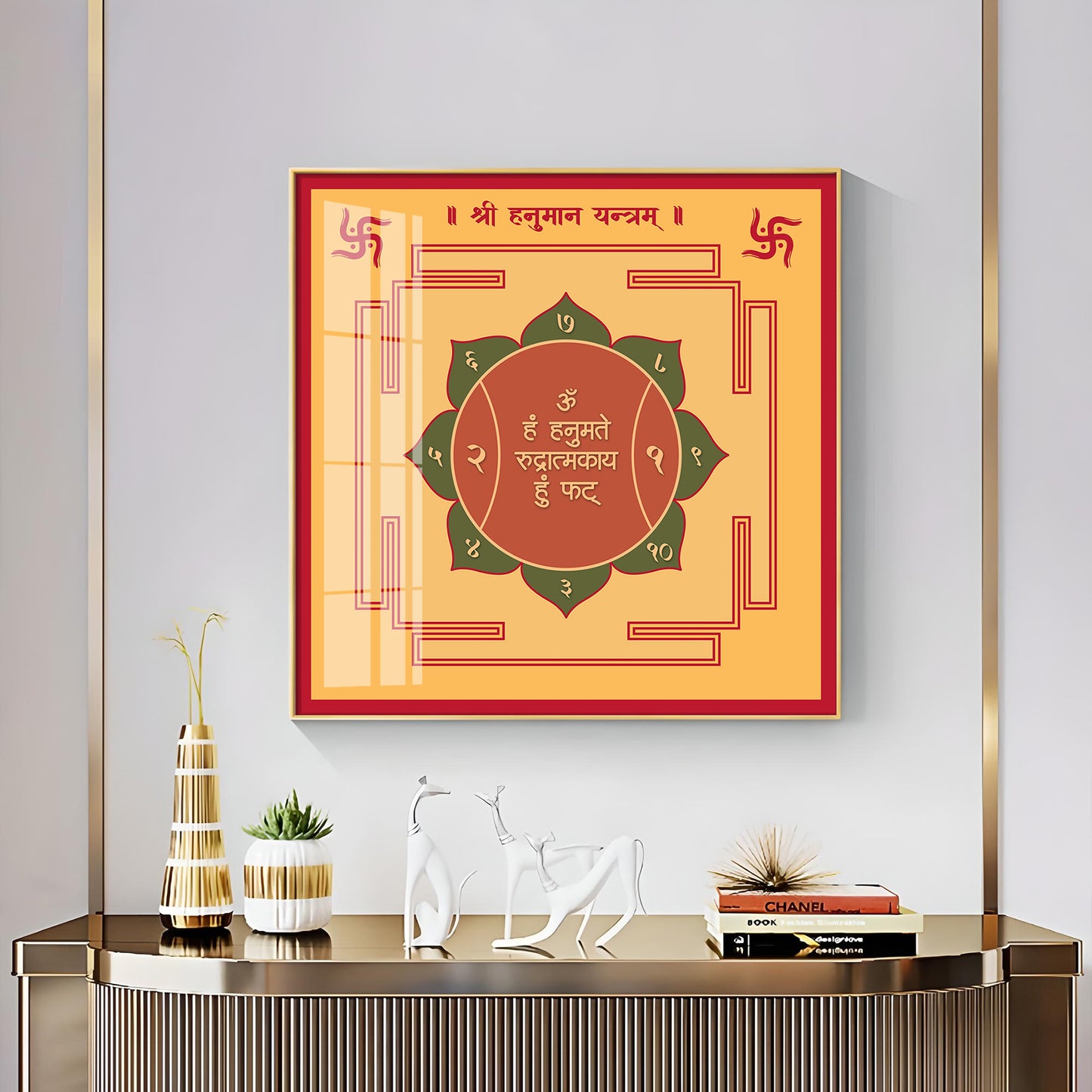 Powerful Hanuman Yantra Premium Acrylic Square Wall Art