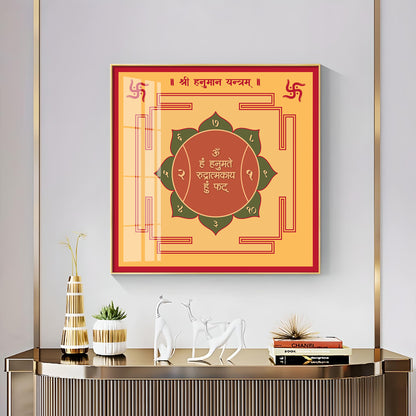 Powerful Hanuman Yantra Premium Acrylic Square Wall Art