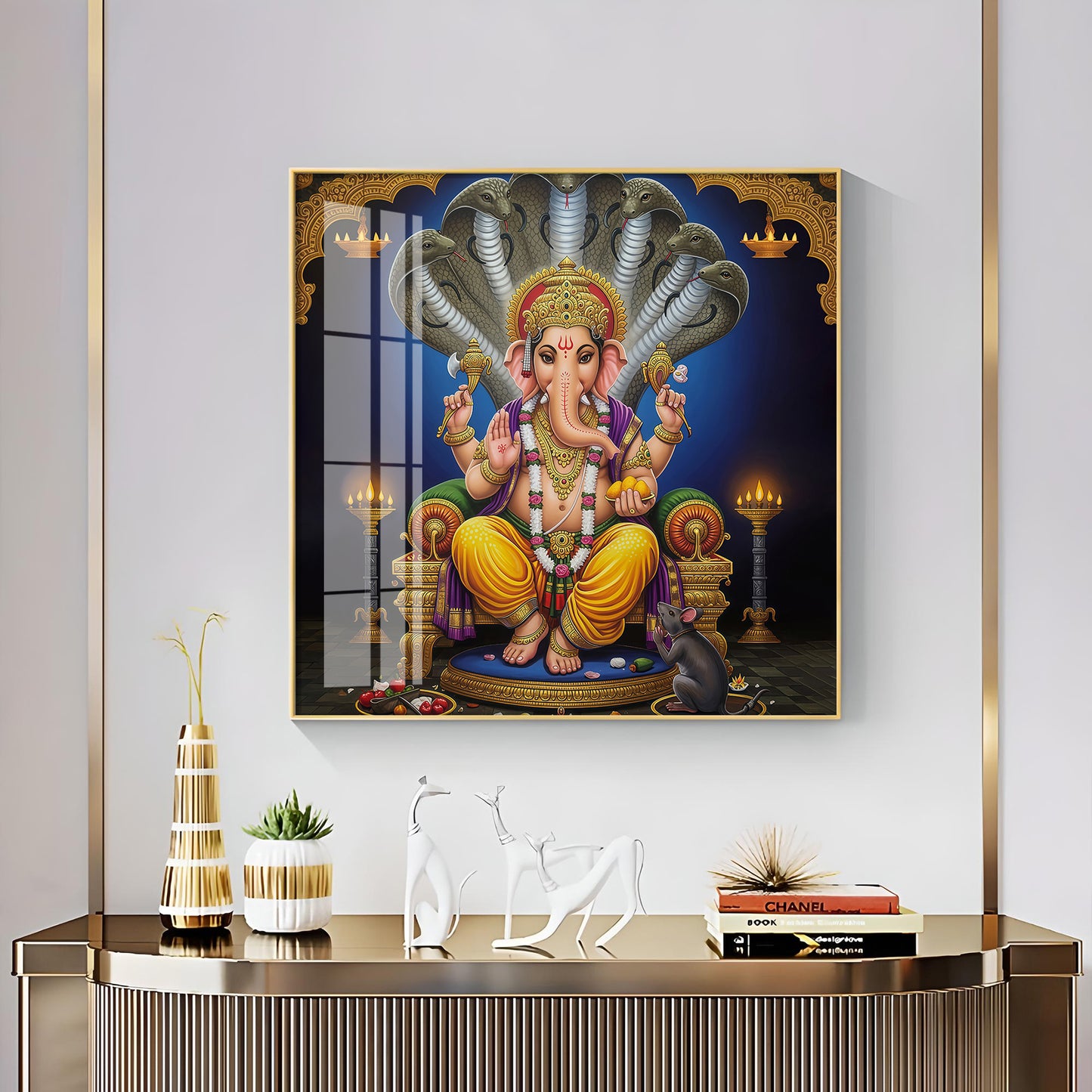 Jai Ganesha Ji Premium Acrylic Square Wall Art