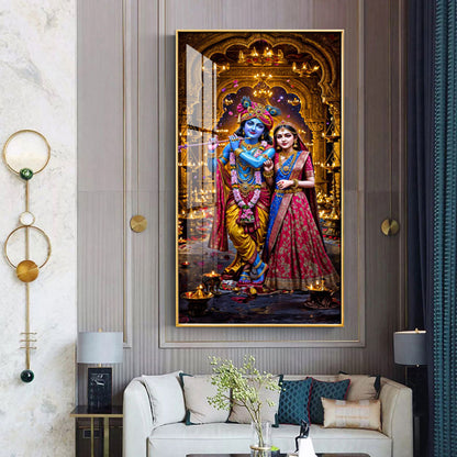 Krishna's Feast of Love Premium Acrylic Vertical Wall Art