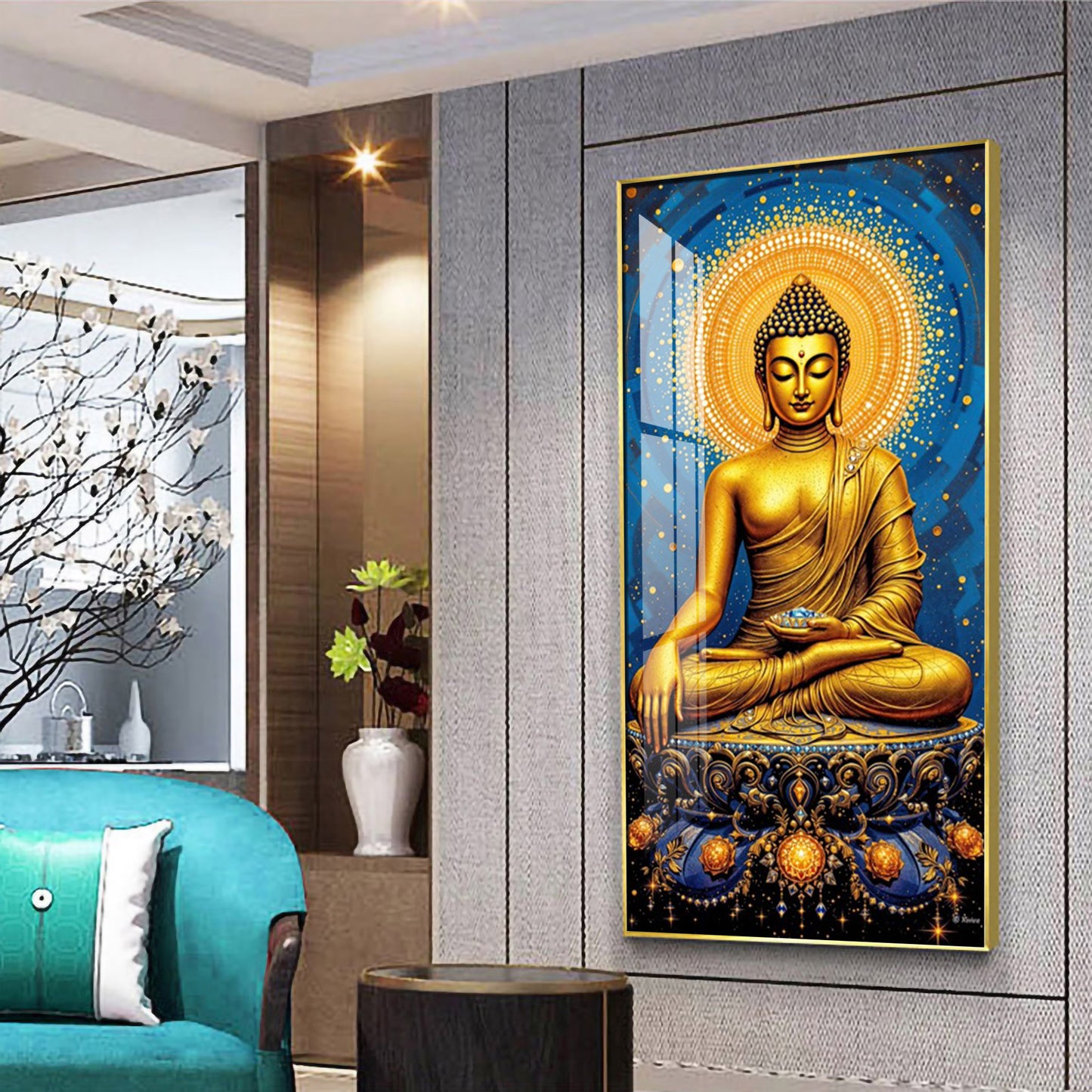 Calm Buddha Deliberation Premium Acrylic Vertical Wall Art
