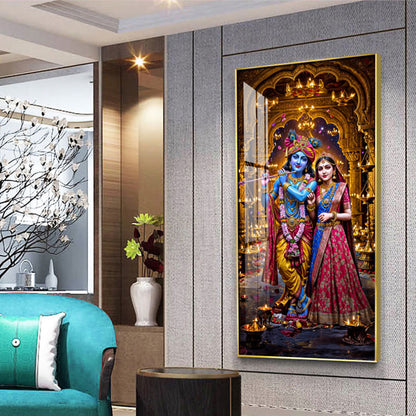 Krishna's Feast of Love Premium Acrylic Vertical Wall Art