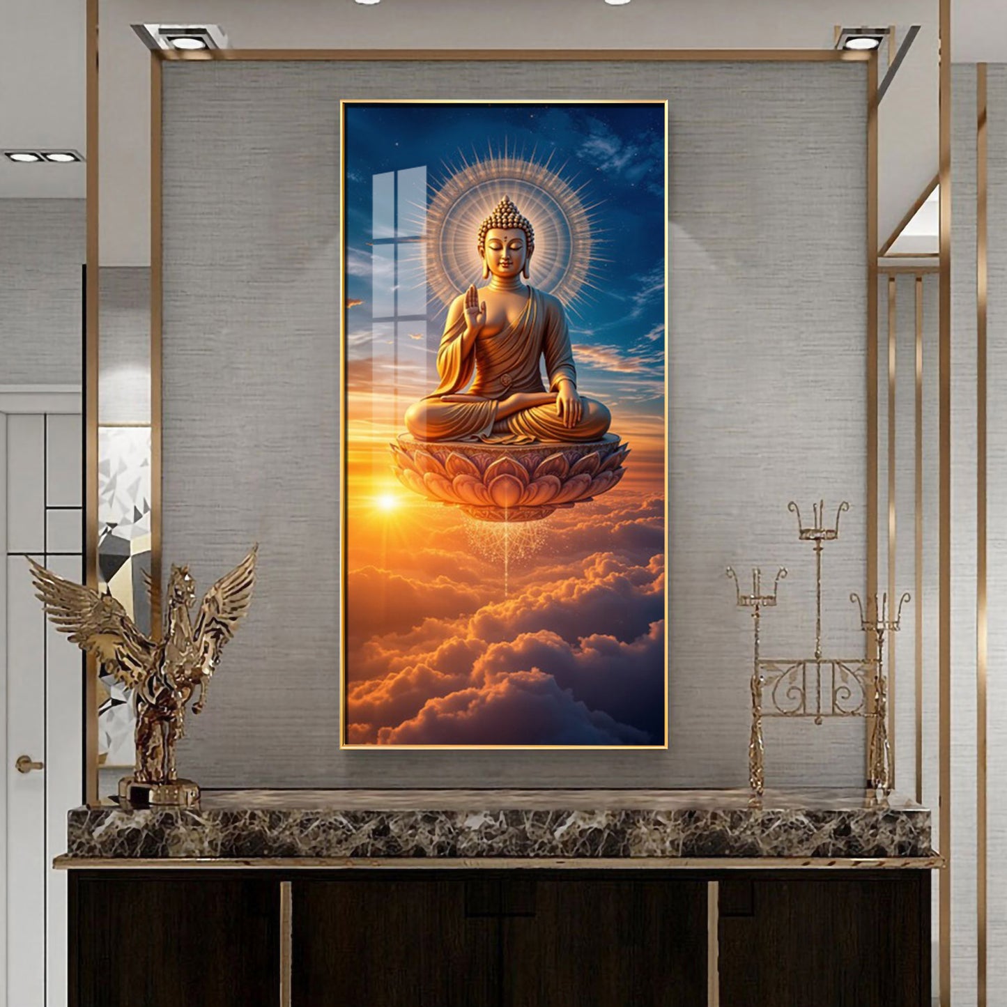 Buddha In The Clouds Premium Acrylic Vertical Wall Art