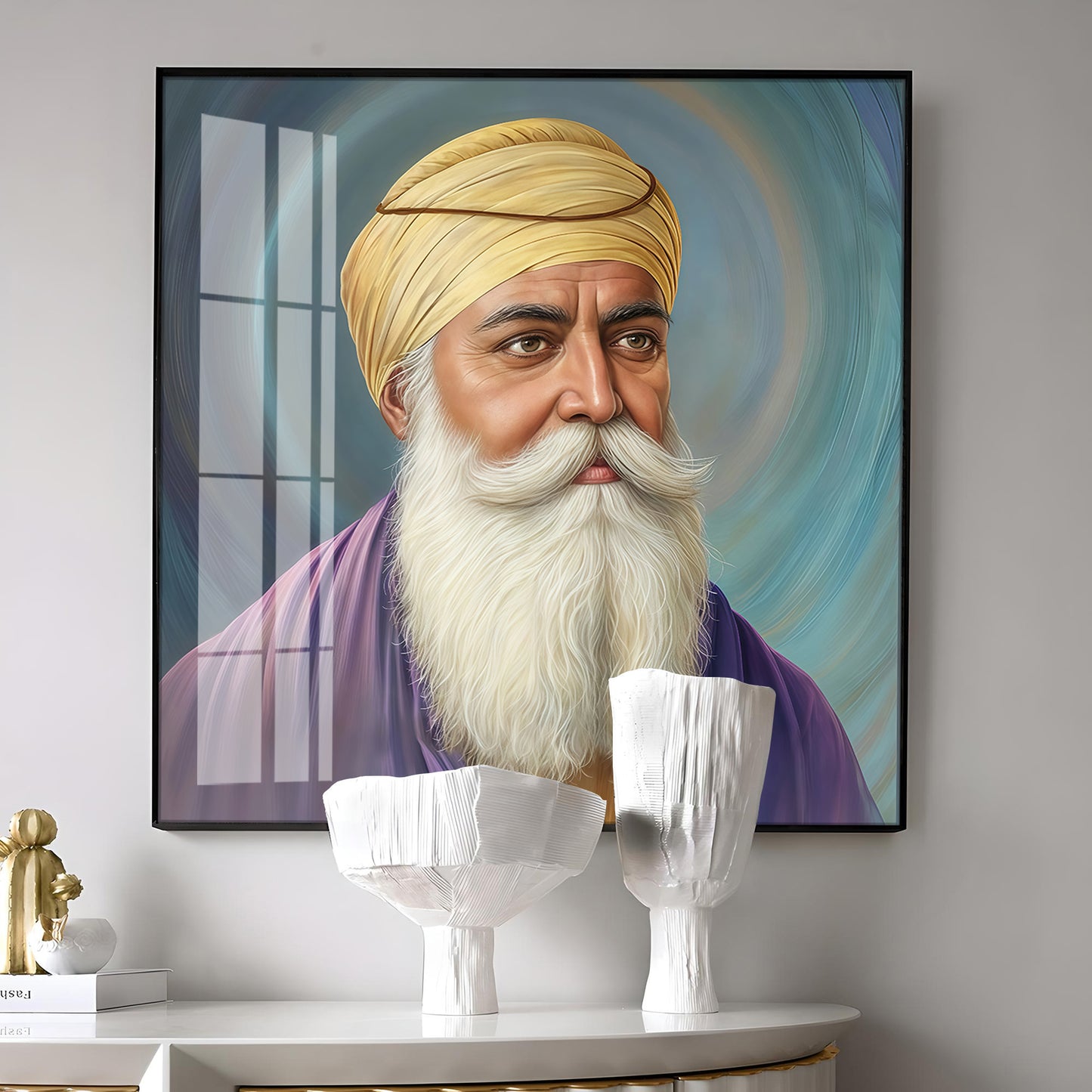 Guru Nanak Sahab Ji Premium Acrylic Square Wall Art